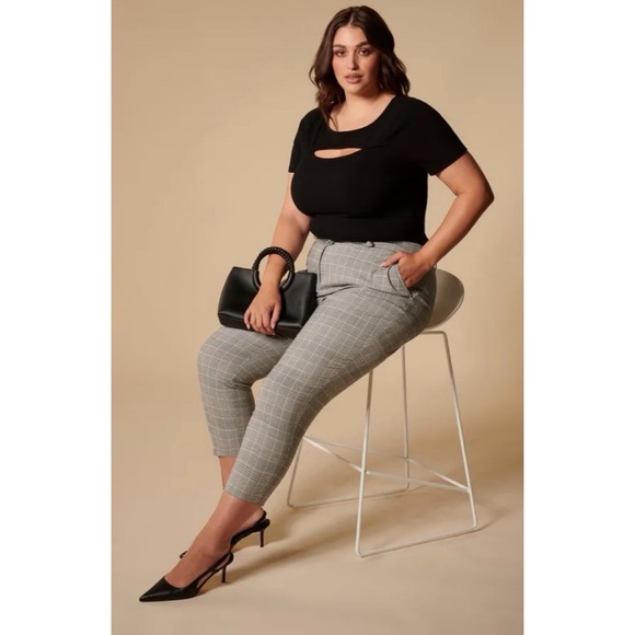 Ever New Curve Plaid Slim Pants US 16 – Grace 7/8 Tailored Trousers NWT Brown - Picture 6 of 16